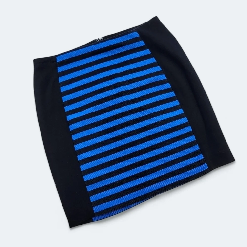 NEW Ann Taylor Black and Blue Striped Skirt Size 4 P